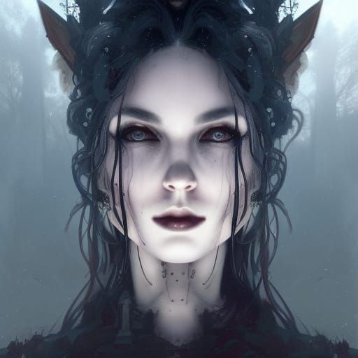gothic woman in a graveyard at night
