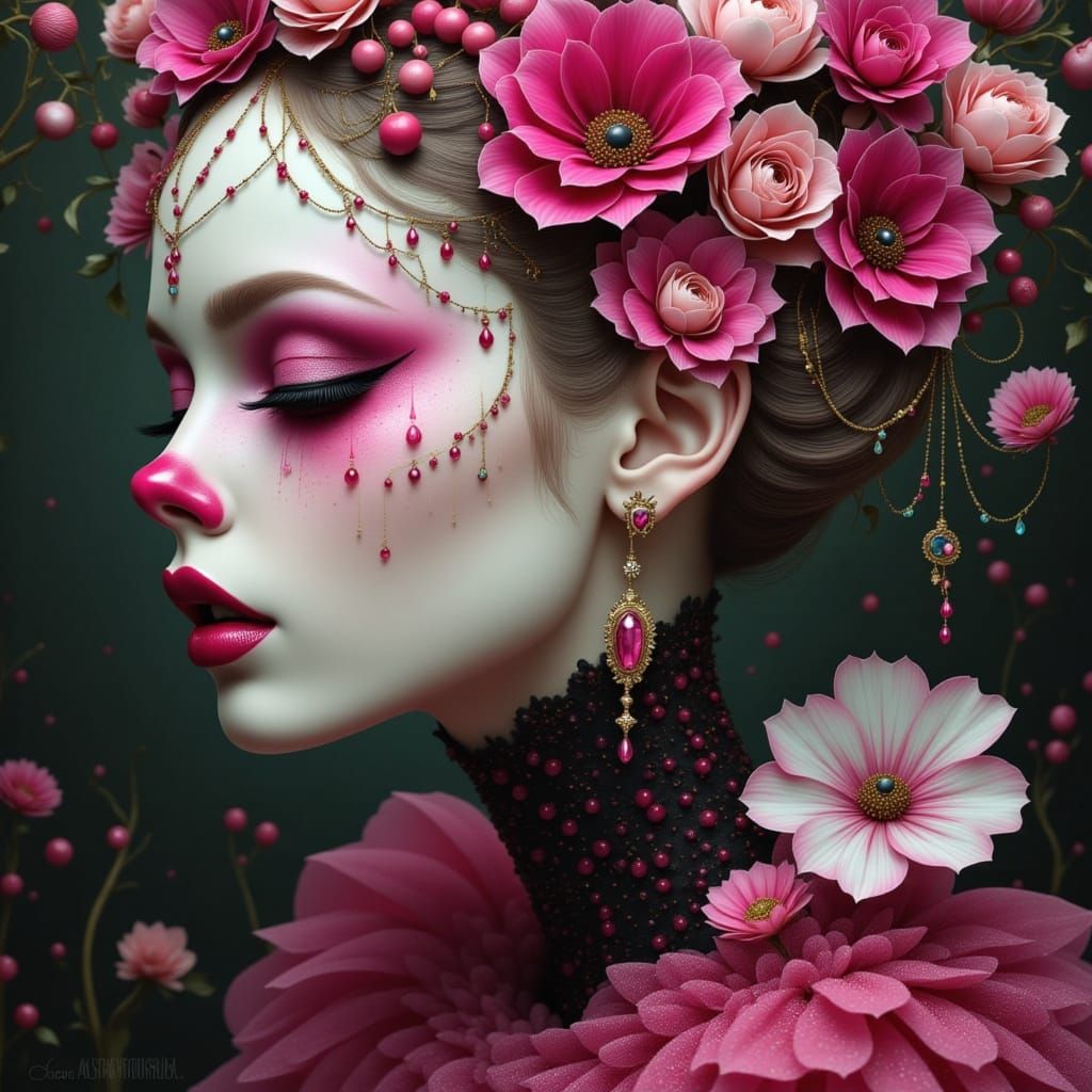 Pink Clown and Ballerina in Surreal Pop Art