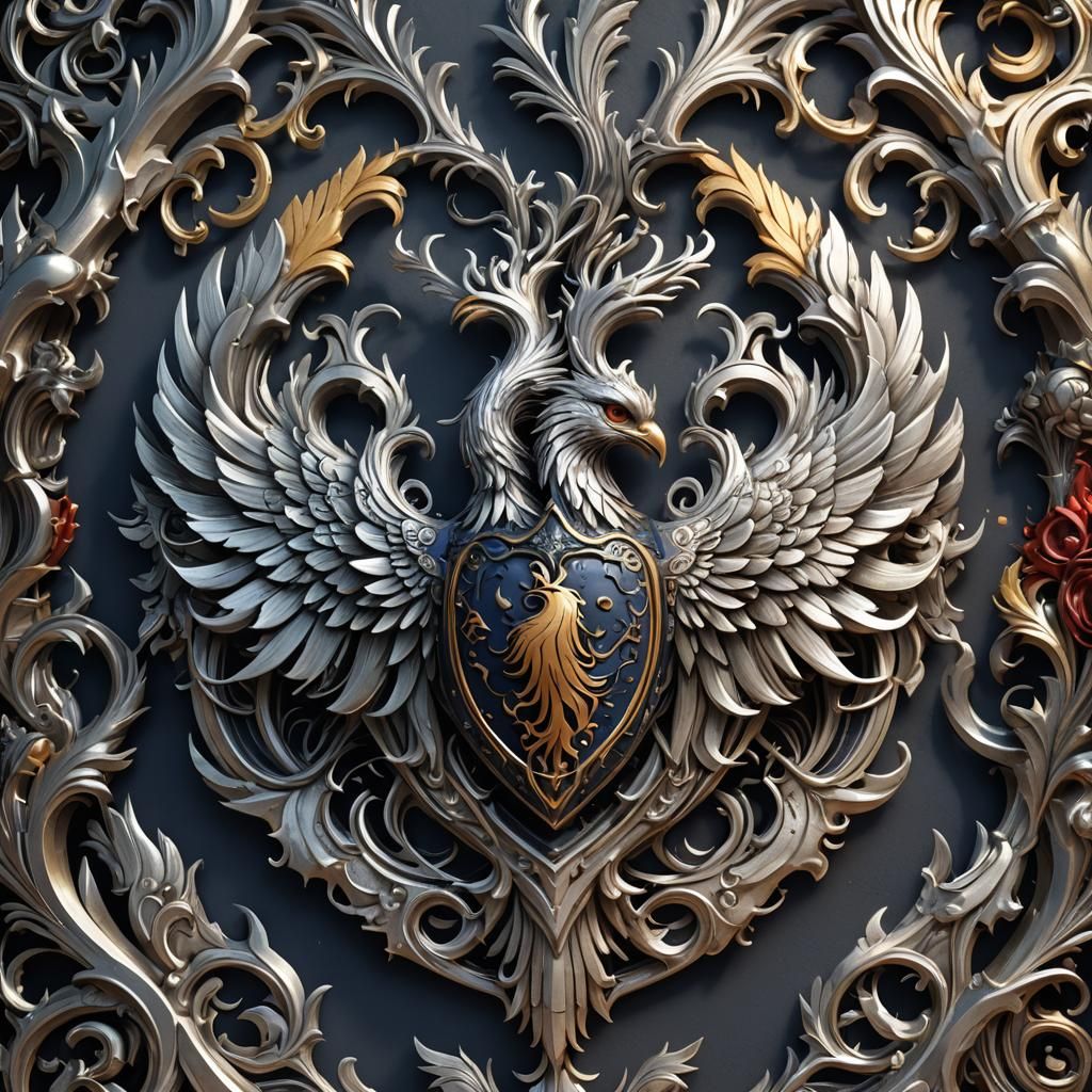 Silver Phoenix heart family Crest