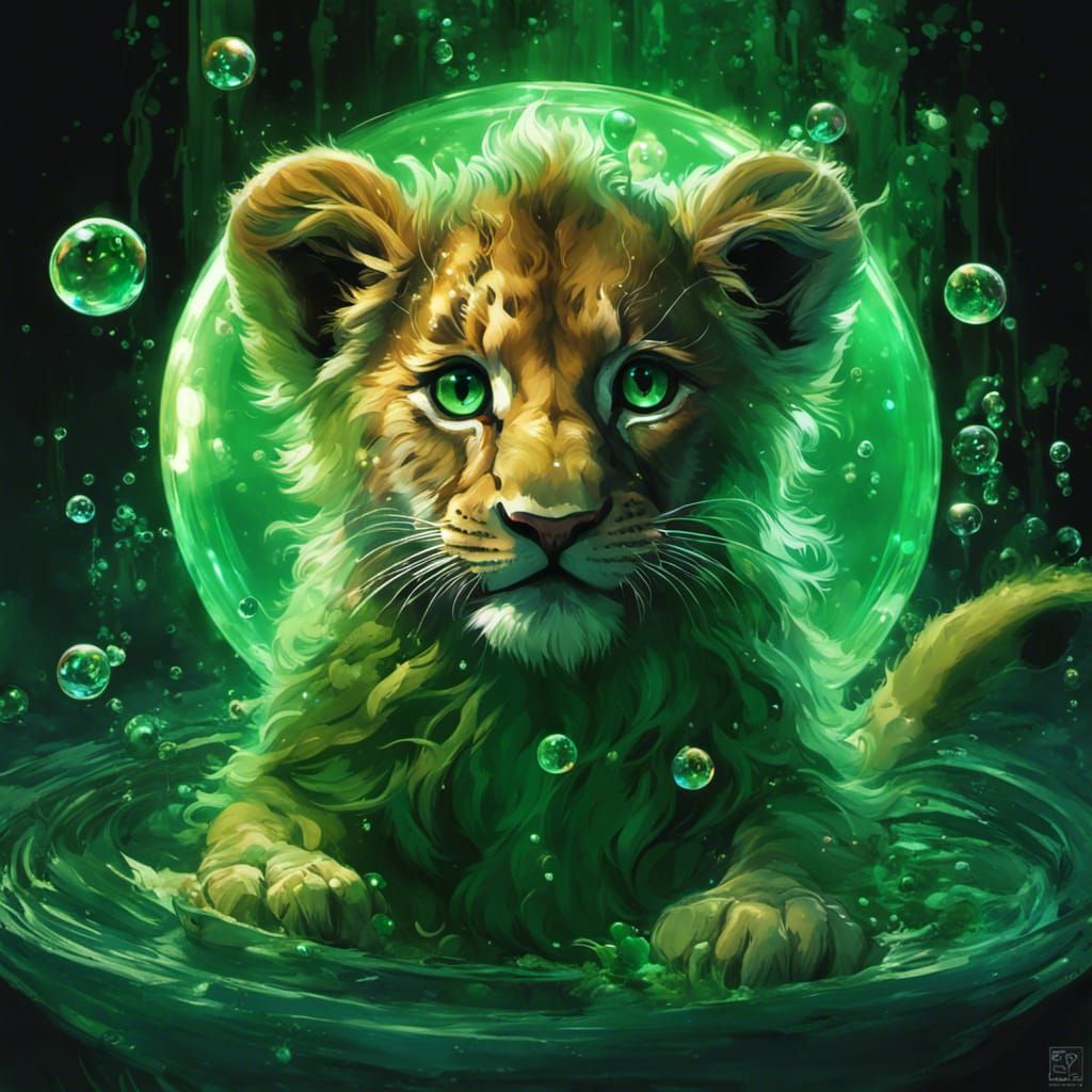 Lion Cub Playing in a Healing Potion 4 - AI Generated Artwork ...