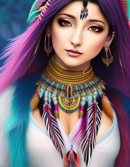 Watercolor - Woman - Native Indian