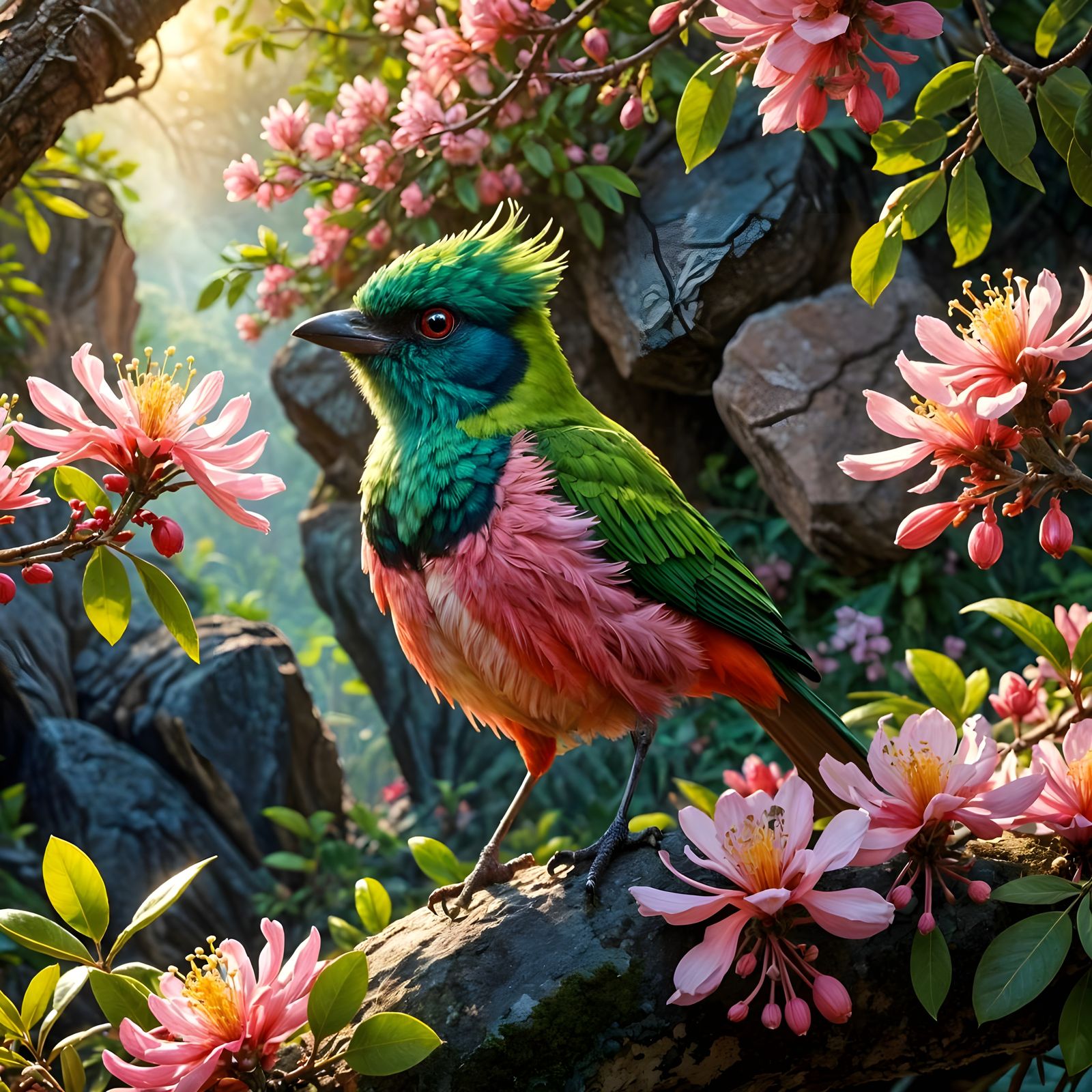 Crested Java barbet  by @Tiny Pearl Cat