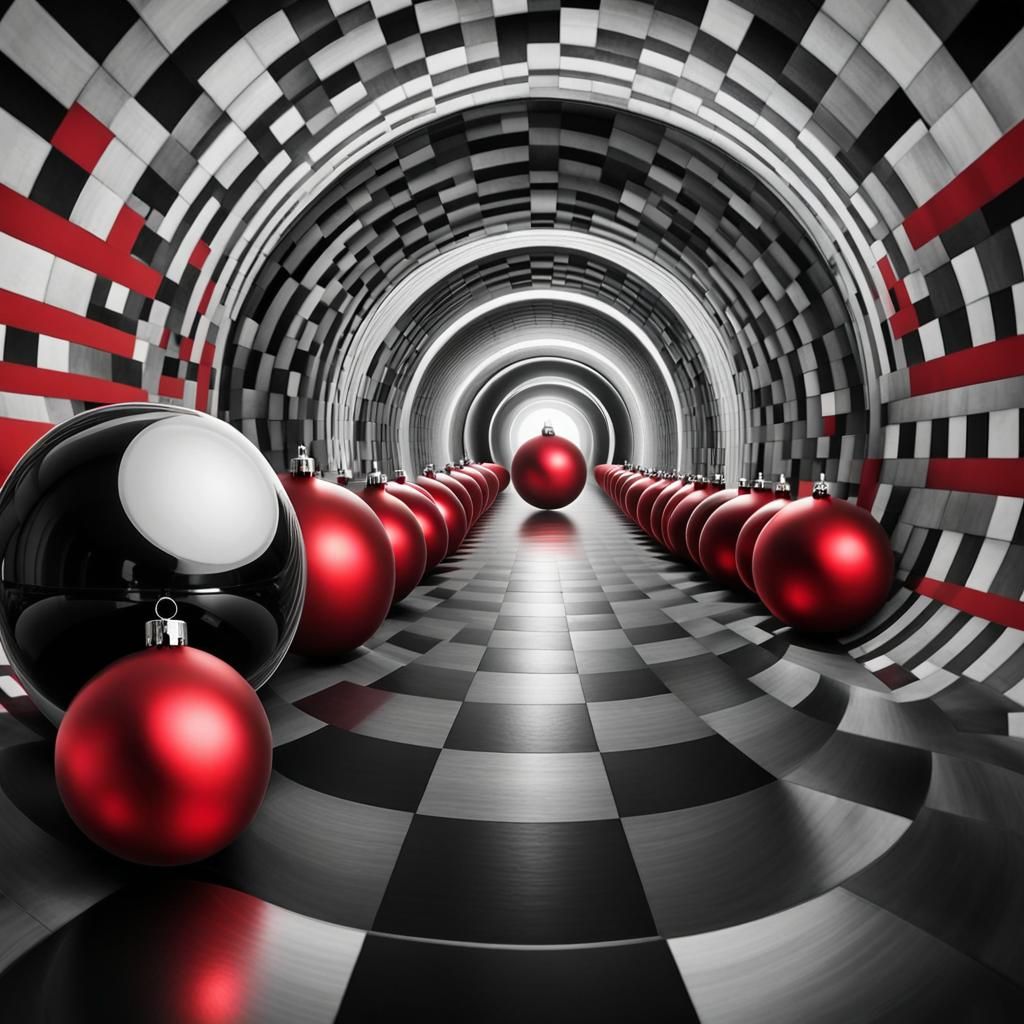 Red ball   coming   going down  A  Black and White Optical i...