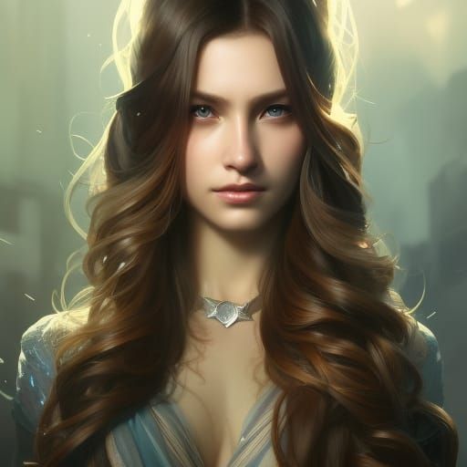 Auburn-Haired Woman: Hyperdetailed Concept Art Portrait