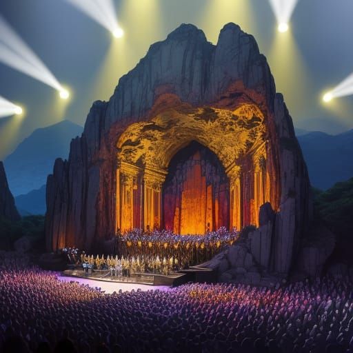 Triumphant Rock Performance in Vibrant Digital Art