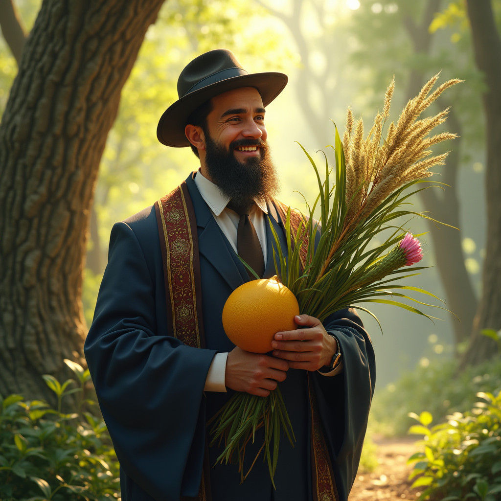 Devout Jew Holding Four Species: Fantasy Concept Art