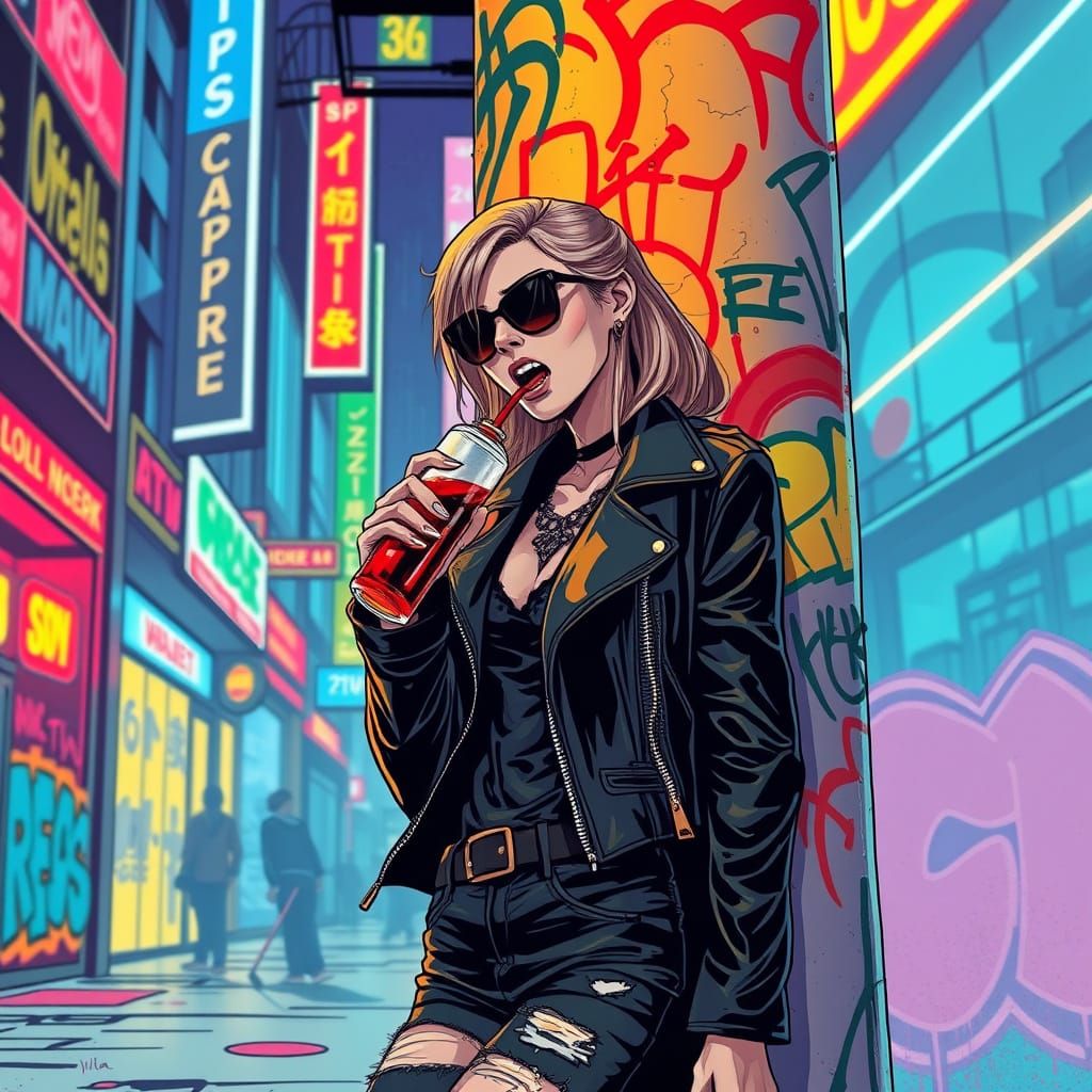 Vampire Goddess in Neon City