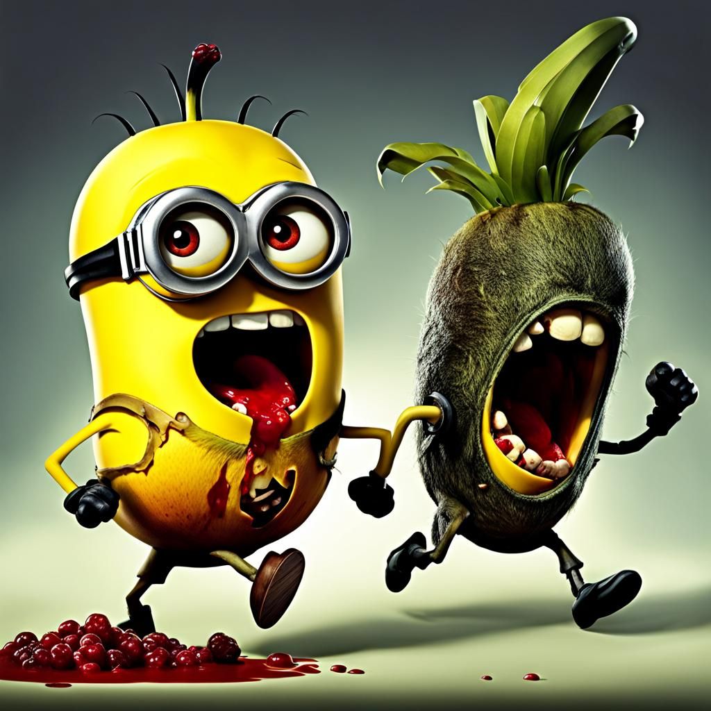 Minions turn into zombie fruits - AI Generated Artwork - NightCafe Creator