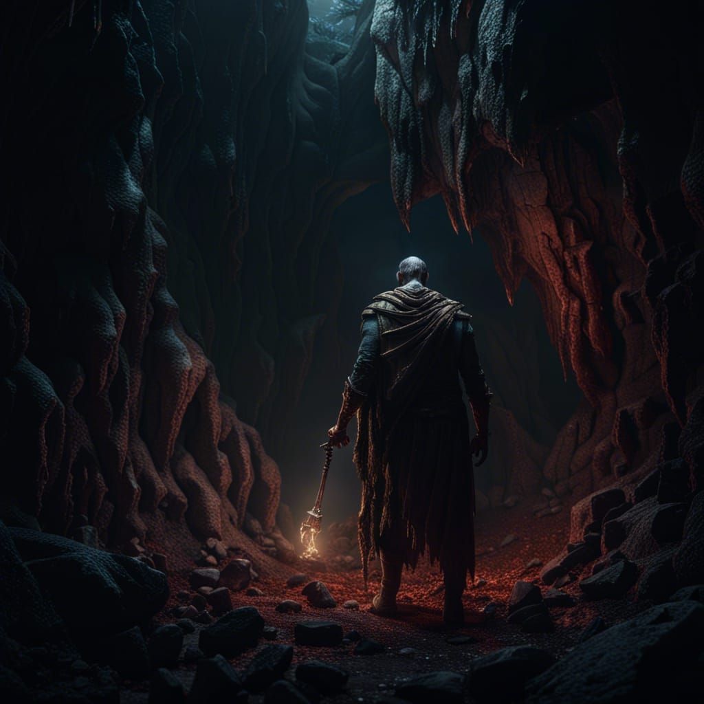 A man with a flesh eating curse in a dark cave