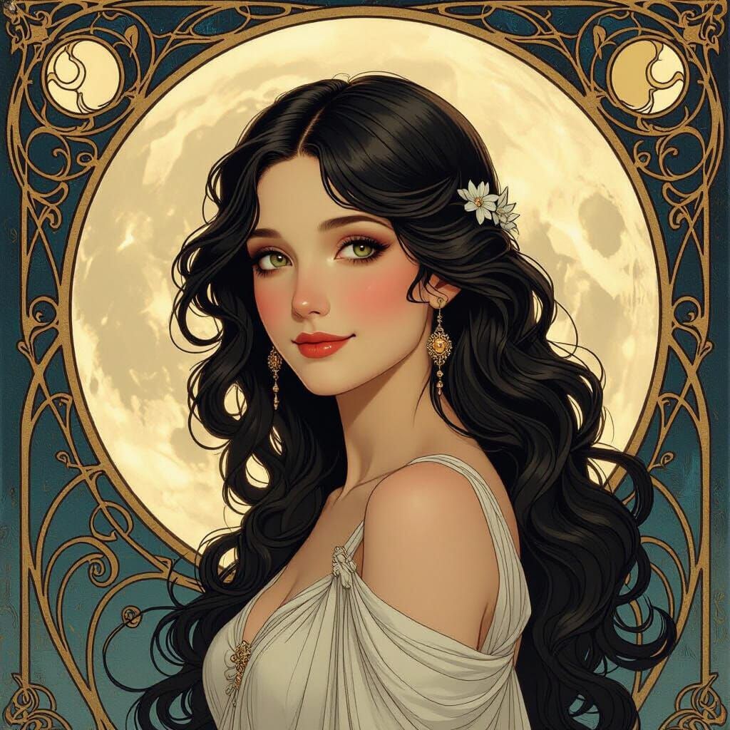 A serene red-haired Moon Goddess!