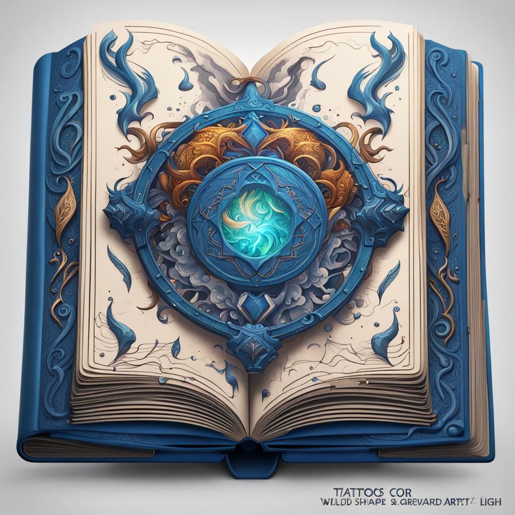 Open Book of tattoos, wild shapes tattoos, deep color, fanta...