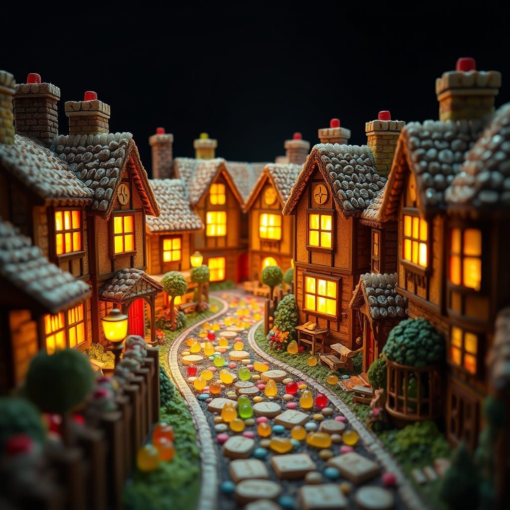 Ling distance view of a magical quaint English village constructed completely out of jelly baby sweets ...  by @werxx78