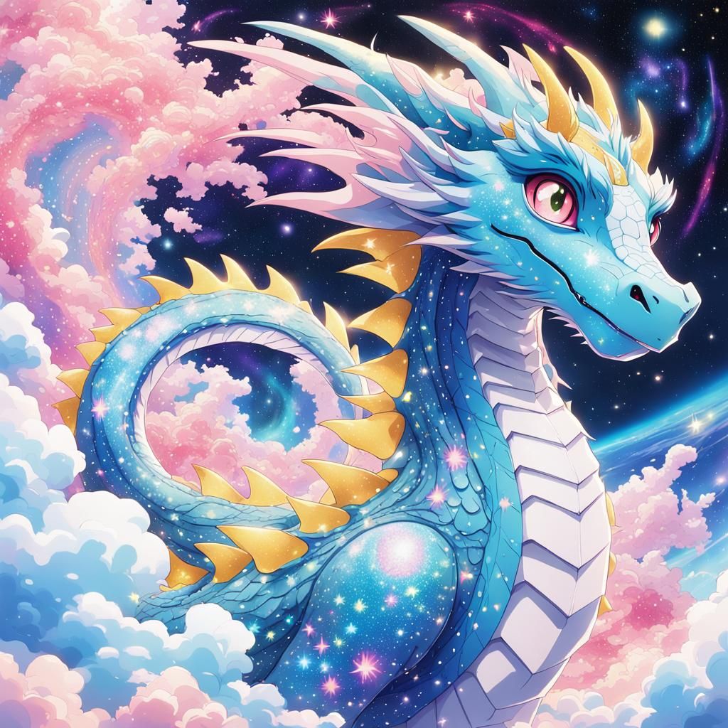 Galaxy Dragon in Pastel Anime Style