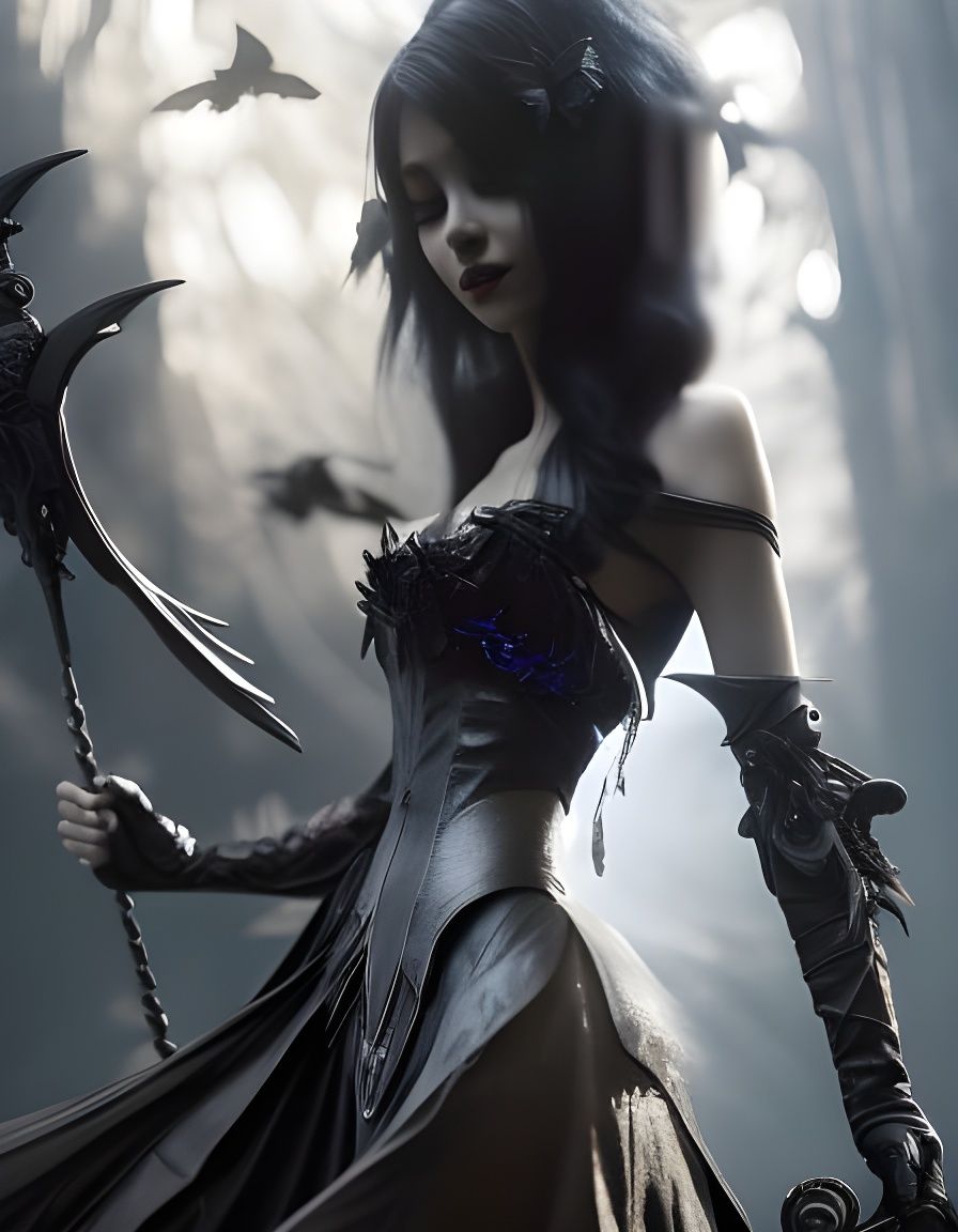 Beautiful gothic black matte fairy elf