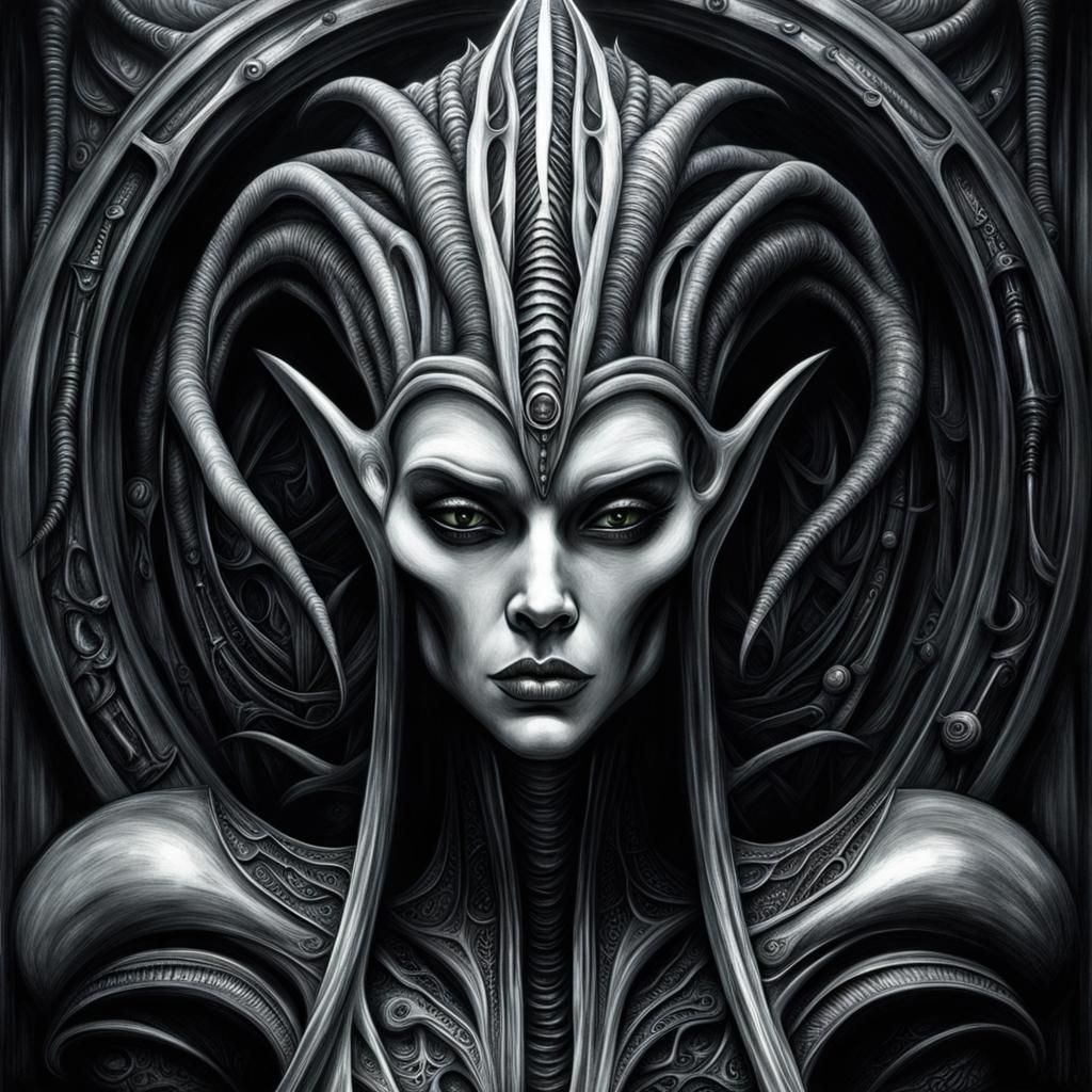 Elf in HR Giger style - AI Generated Artwork - NightCafe Creator