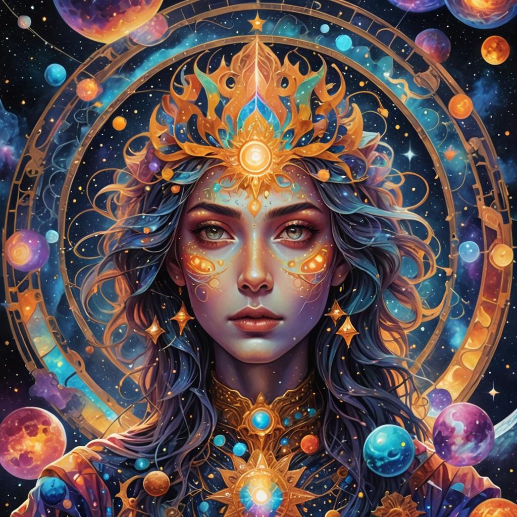 Cosmic Horse Galloping Through Enchanted Forest