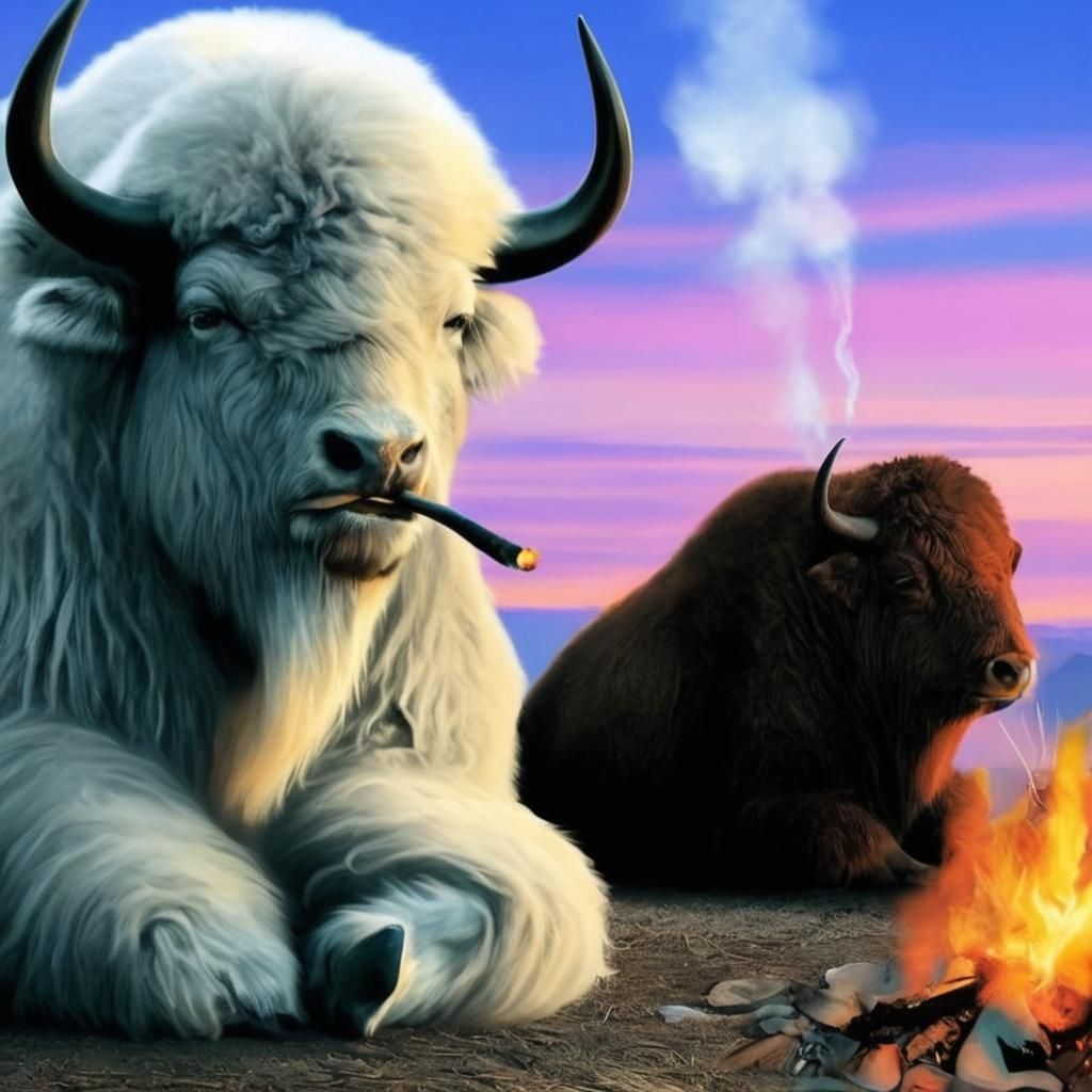 A white Buffalo smoking for ✌️ ☮️ peace ✌️