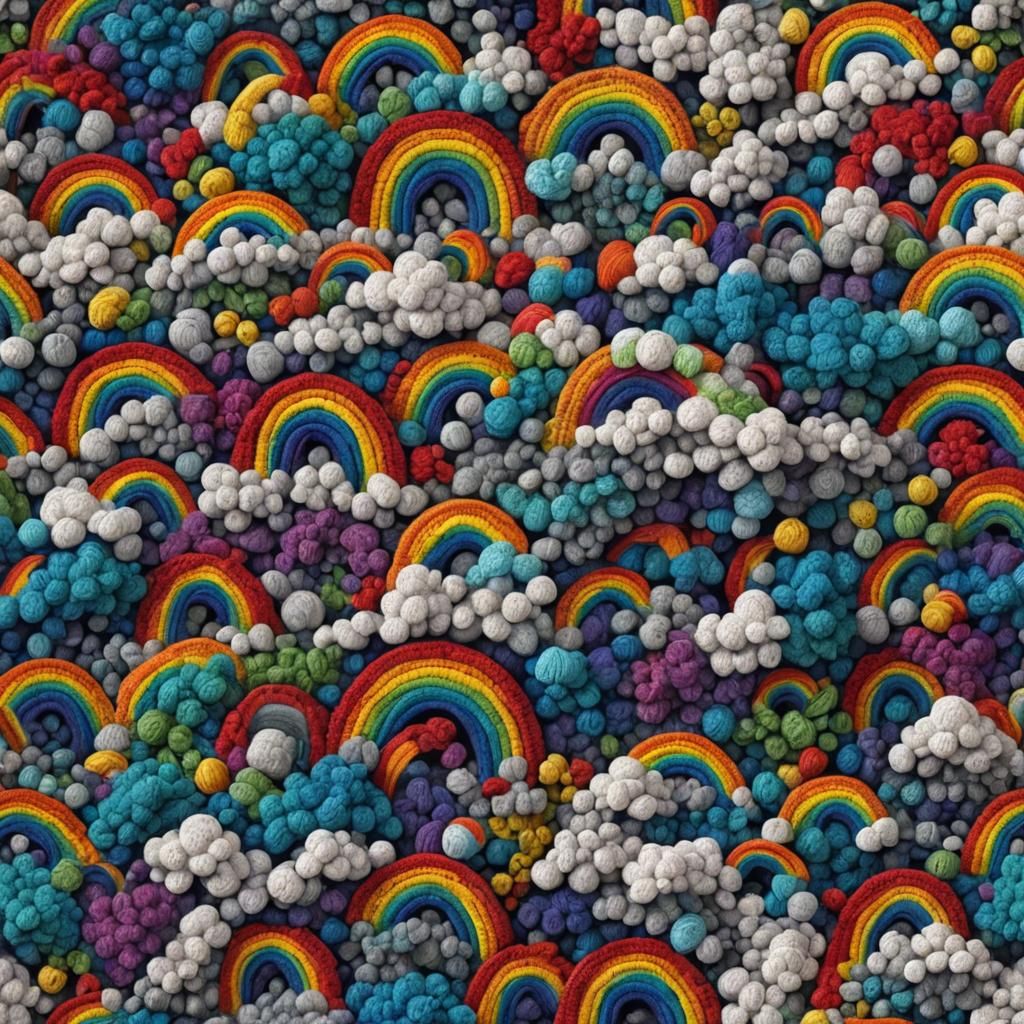 Crocheted rainbow