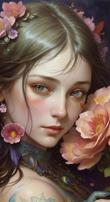 Fantasy_goddess_of_flowers_fantasy illustration_detailed pai...