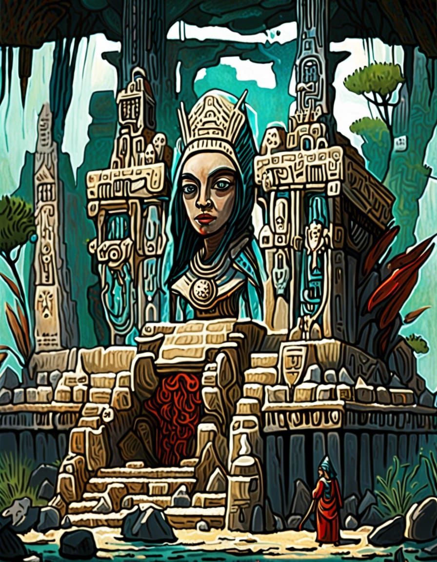 a neophyte priestess prepares herself to enter the inner cen...