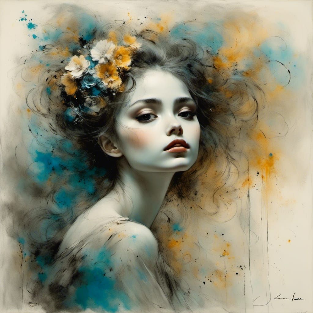 Colorful Scene in Luis Royo Style