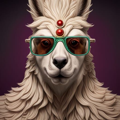 Lama with glasses