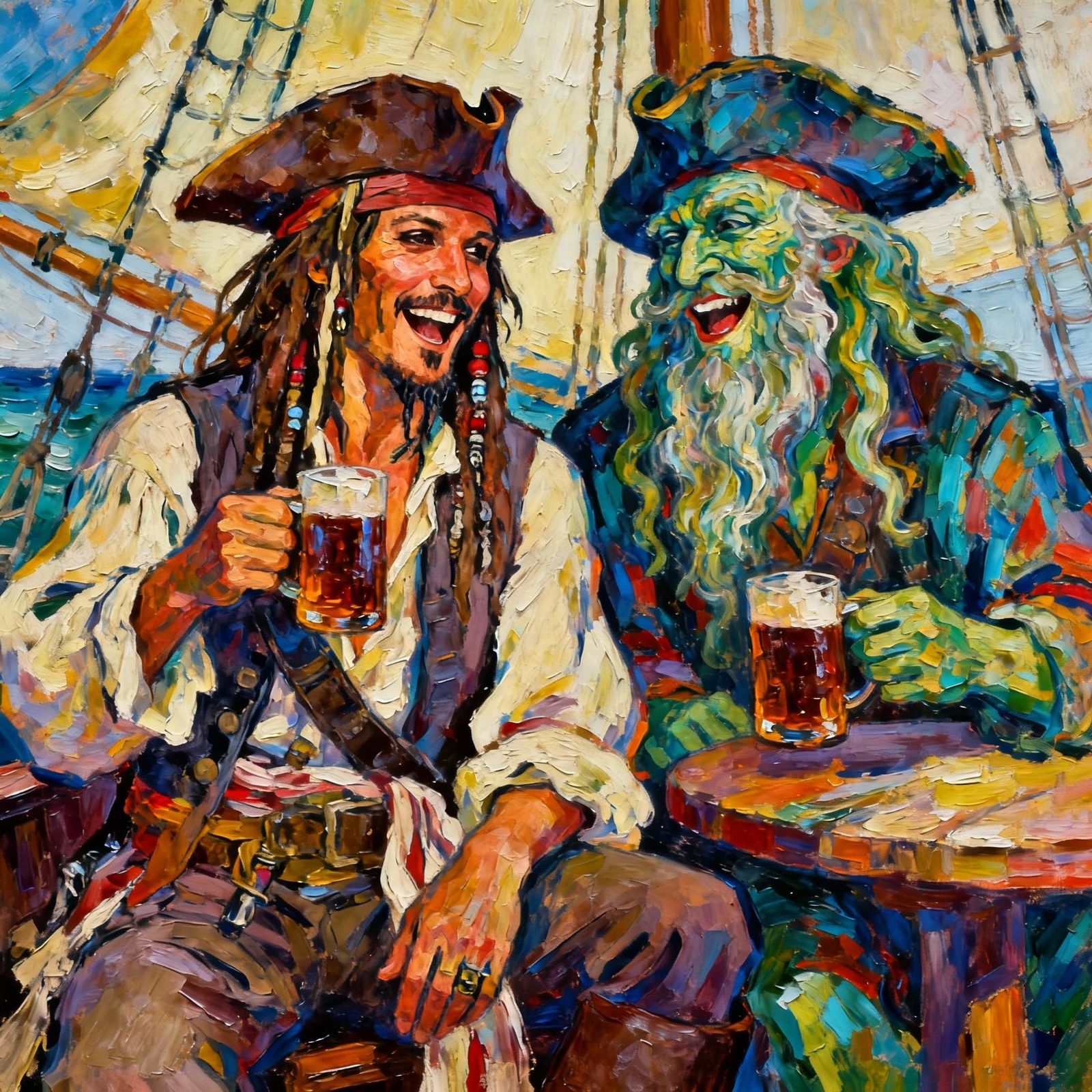 Captain Jack Sparrow and Davey Jones make a Toast!