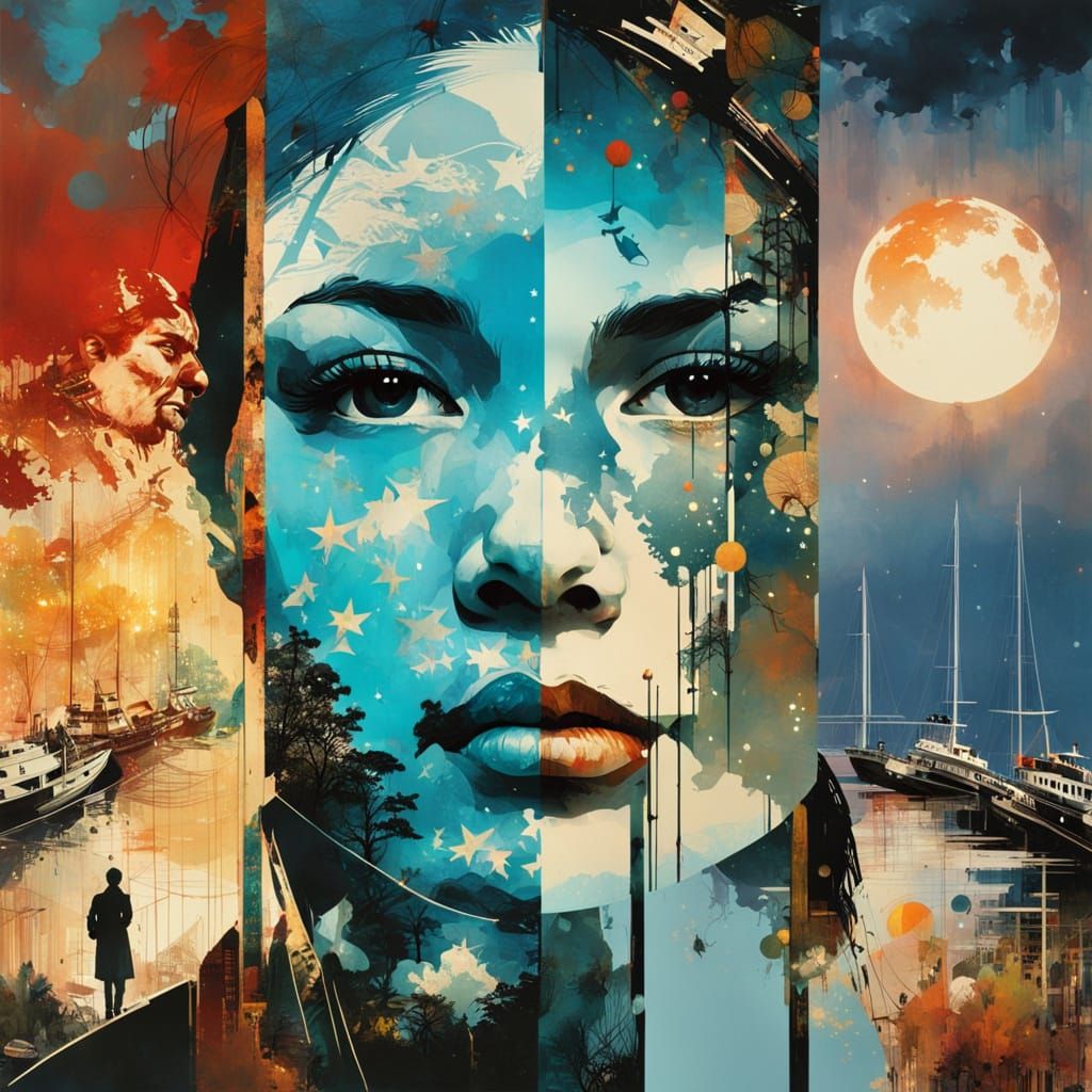 Vibrant Galaxy Drips into Cityscape Tiger