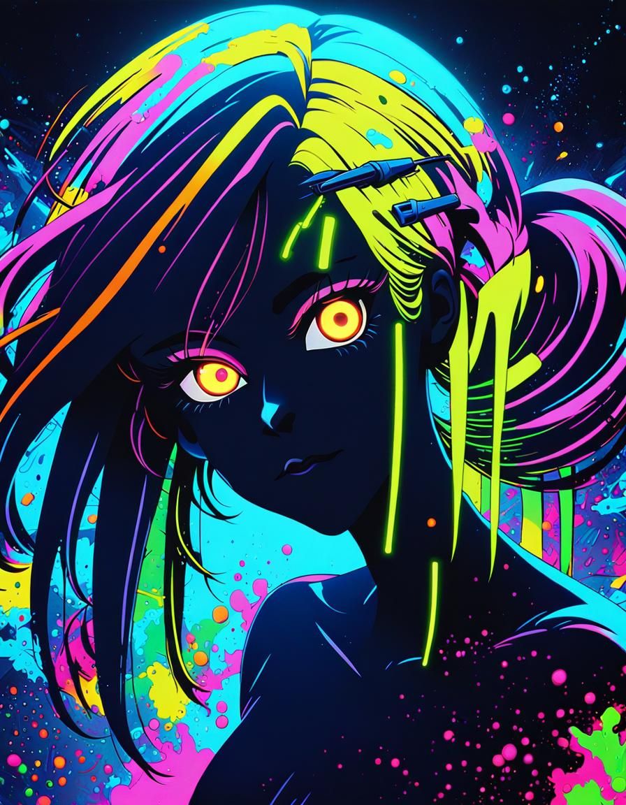Glowing Neon Anime Art in Cinematic Style
