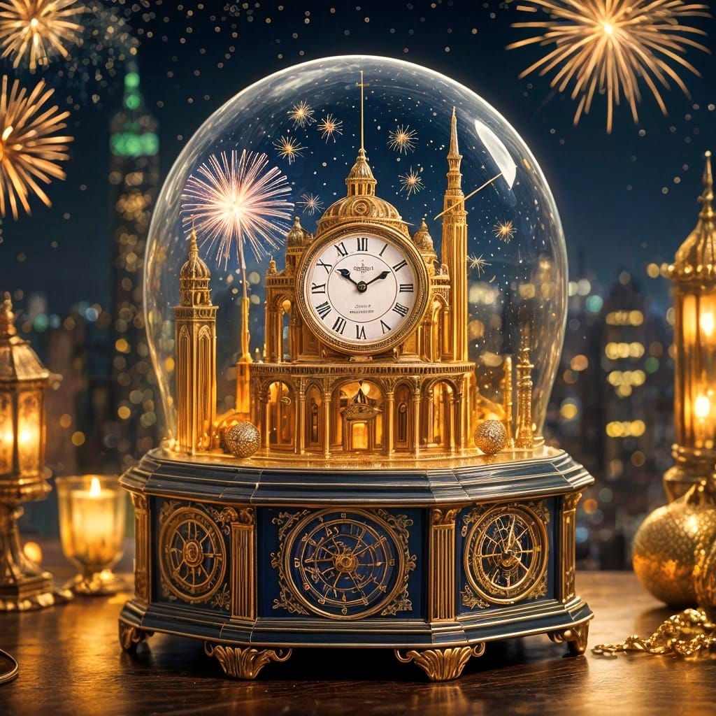 A 3D representation of a New Year's Eve clock inside a beautifully ...