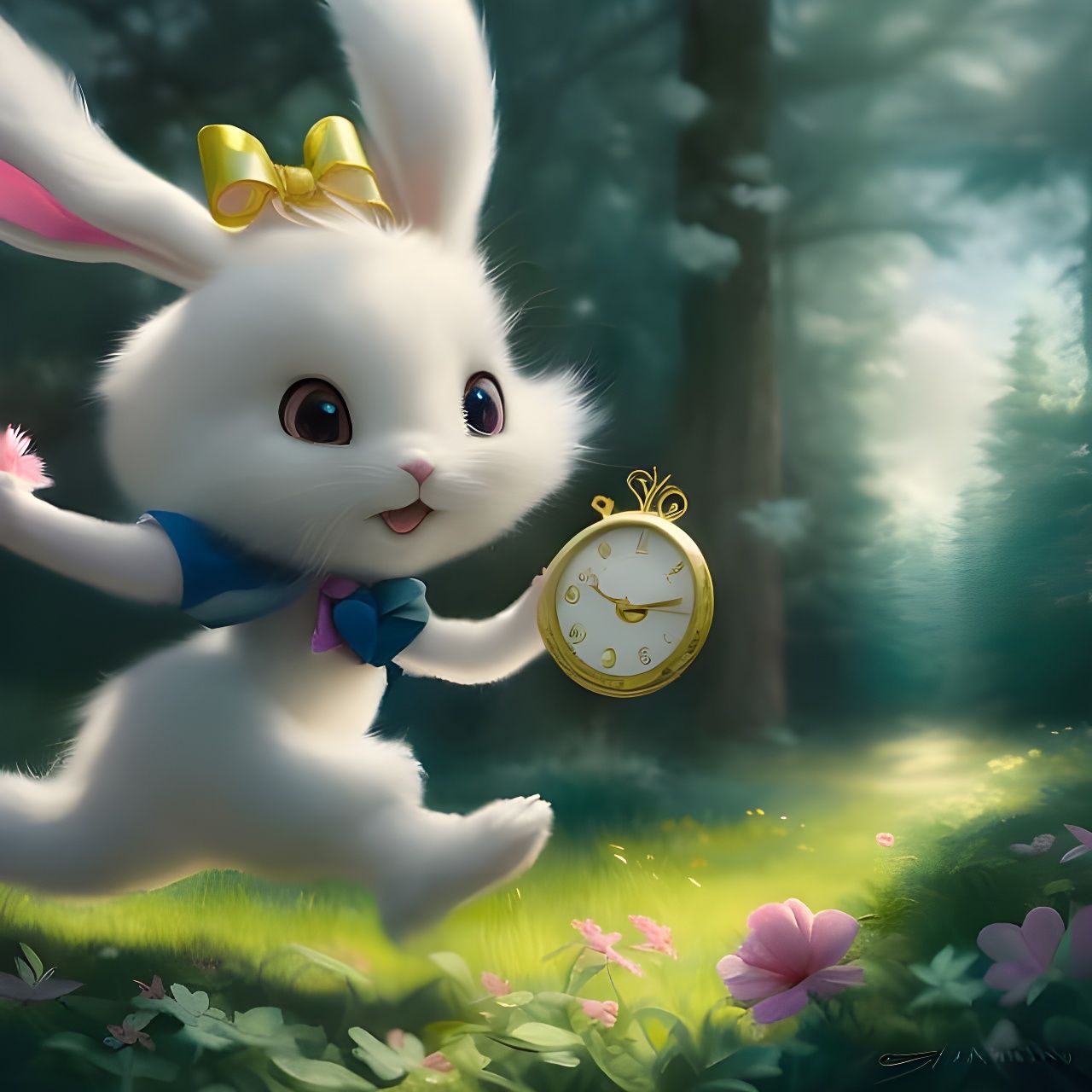 "Oh my fur and whiskers! I'm late, I'm late, I'm late!"  by @Gazelli