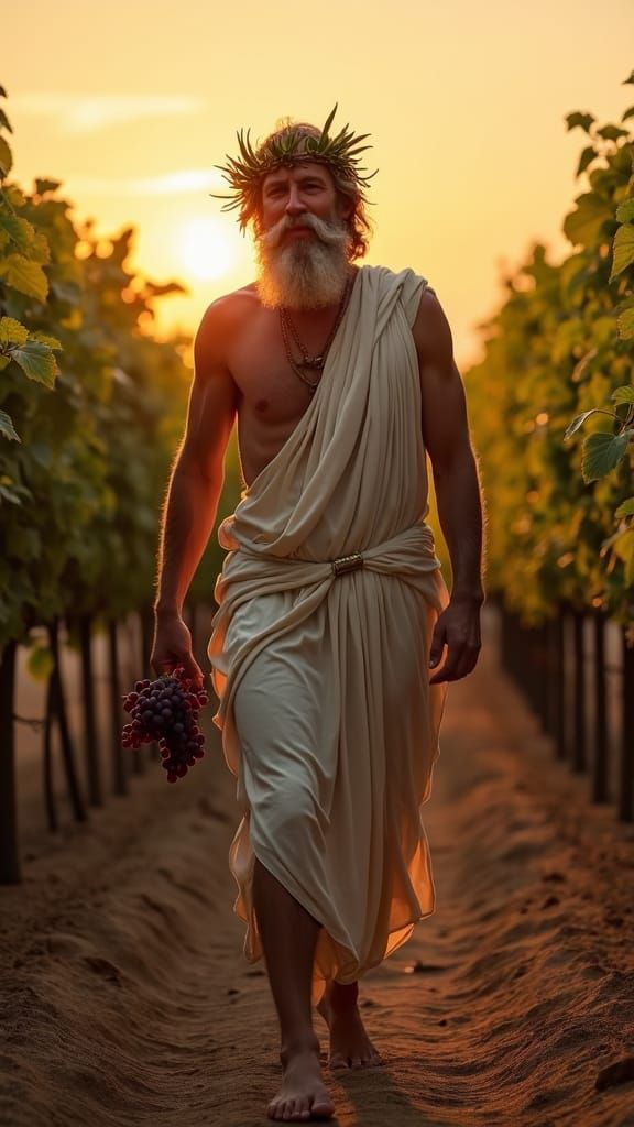 Dionysus in Vineyard at Sunrise