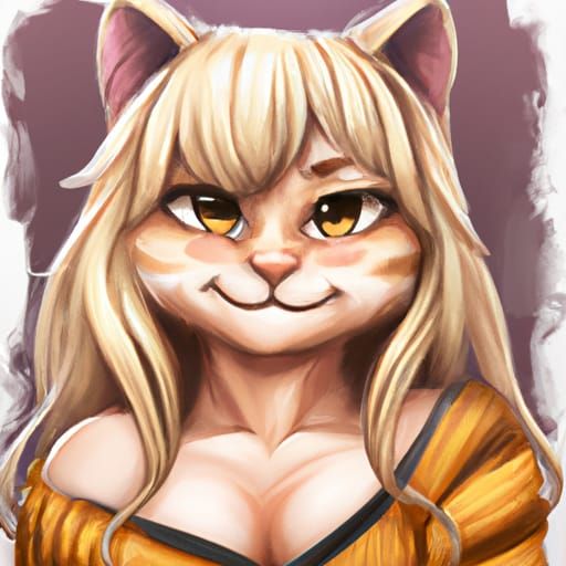 anthro female cat, furry cat, anime art, trending on pixiv, ...