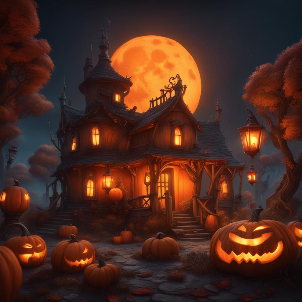 Nightly Orange Pumpkin Village.  by @LukeTheCrook