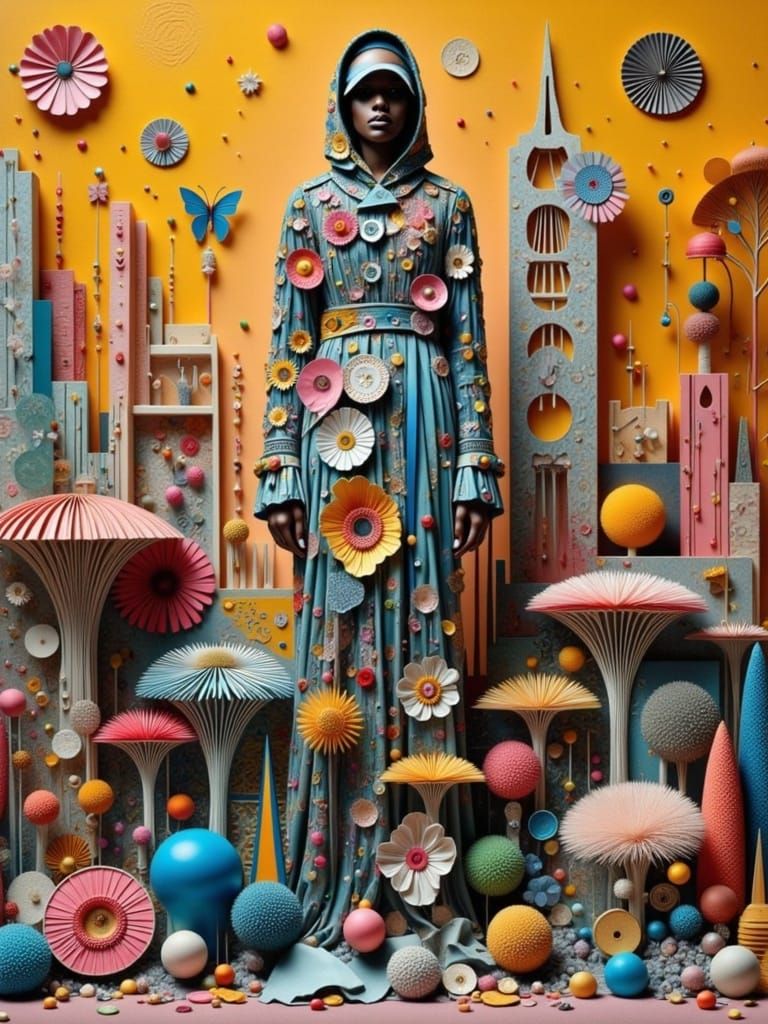 Mysterious Figure in Dreamlike Landscape