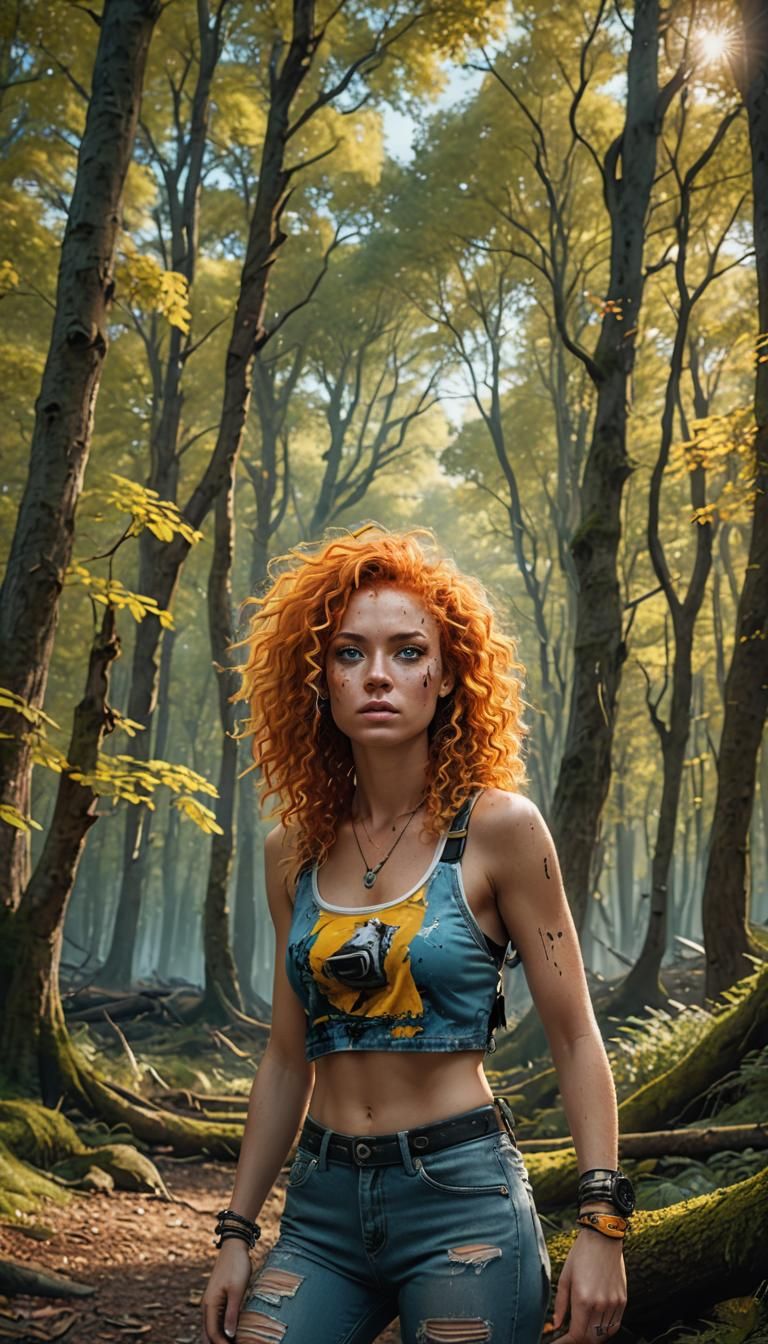 Ultra-realistic 8K image of scandinavian rave girl with oran...