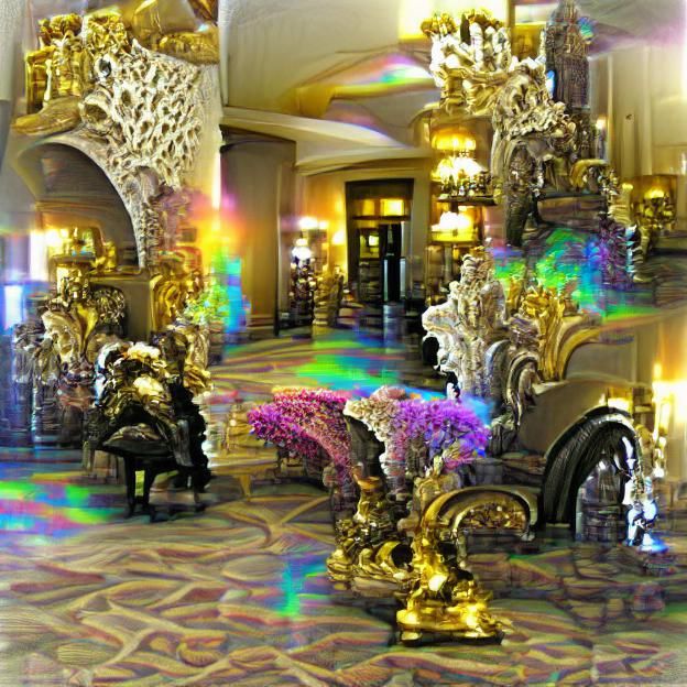 Ornate baroque shimmering fantasy hotel lobby spectrum