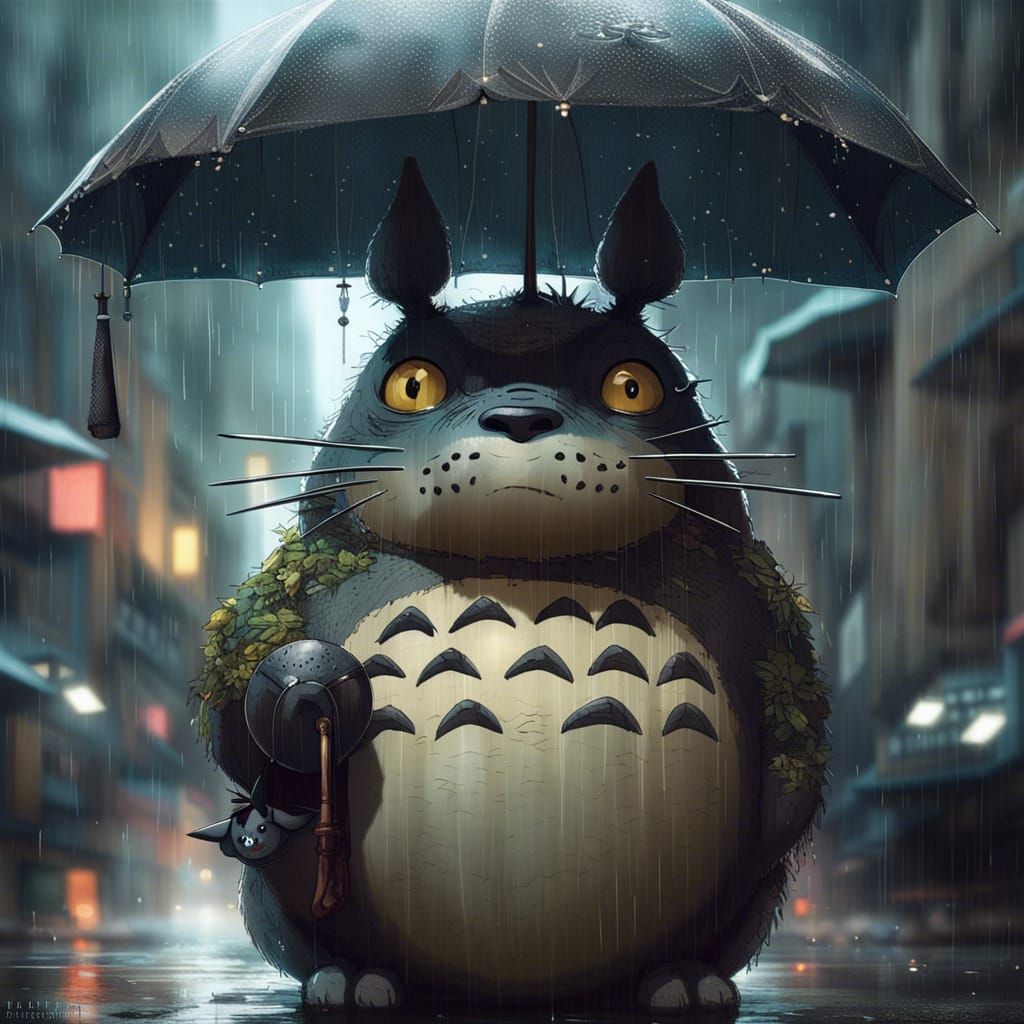 Totoro's in the Rainfall - AI Generated Artwork - NightCafe Creator