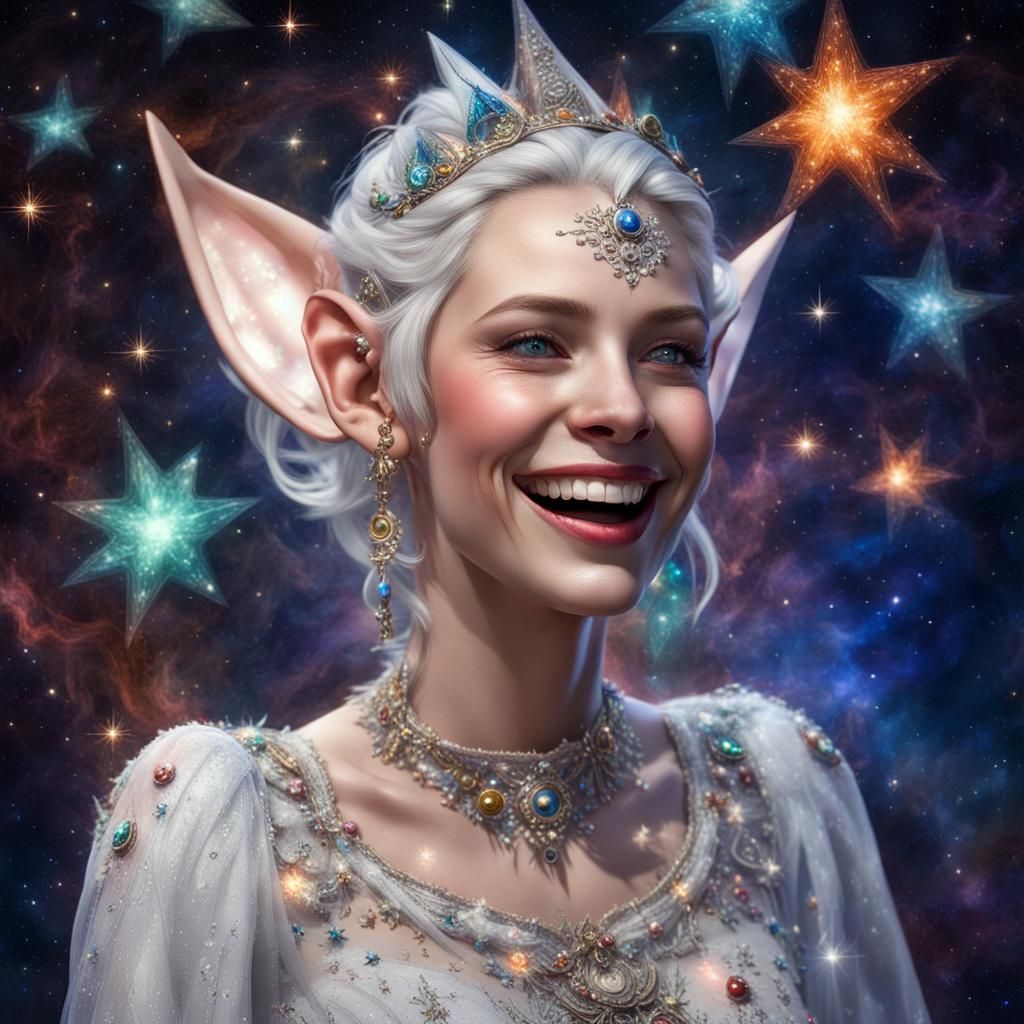 portrait of laughing Elf woman - AI Generated Artwork - NightCafe Creator