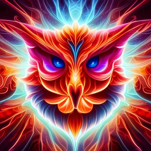 Abstract alien hibou demon psytrance neon cosmique astra 8ko...