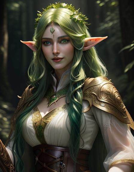 Beautiful Elven Druid 3 - AI Generated Artwork - NightCafe Creator