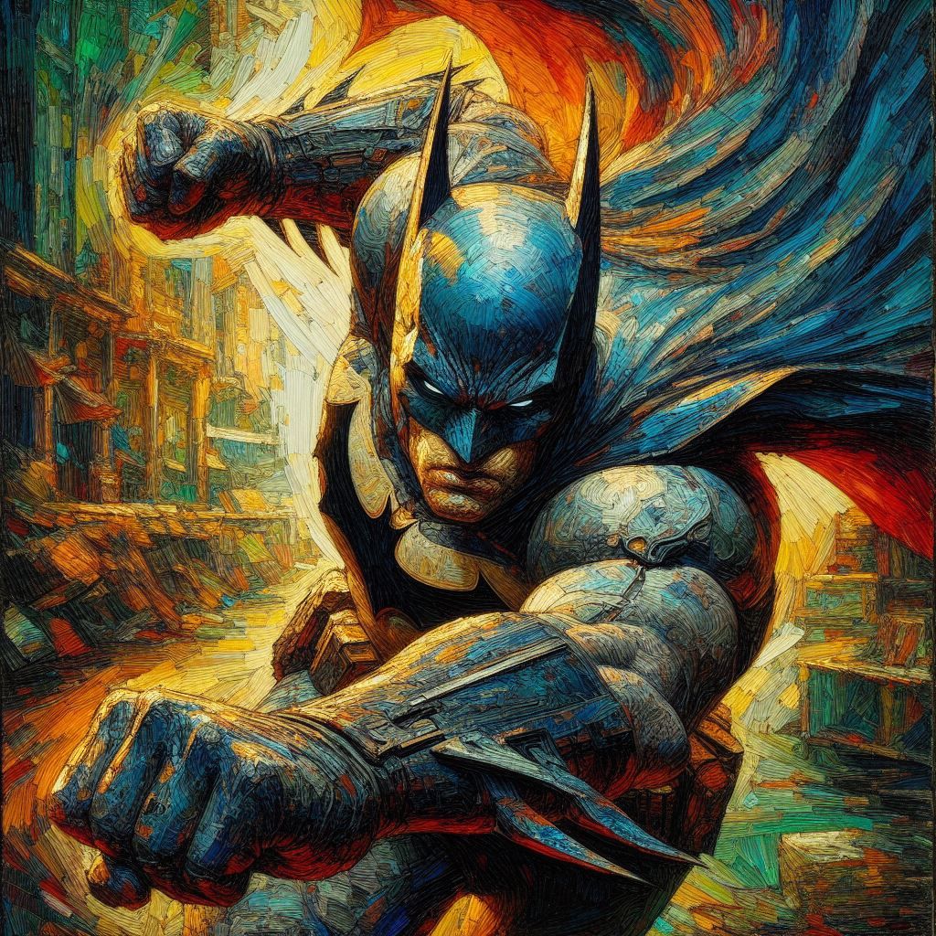Painterly Batman Dynamic Pose