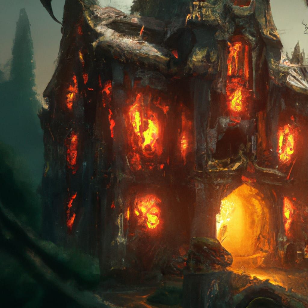 A burning haunted house