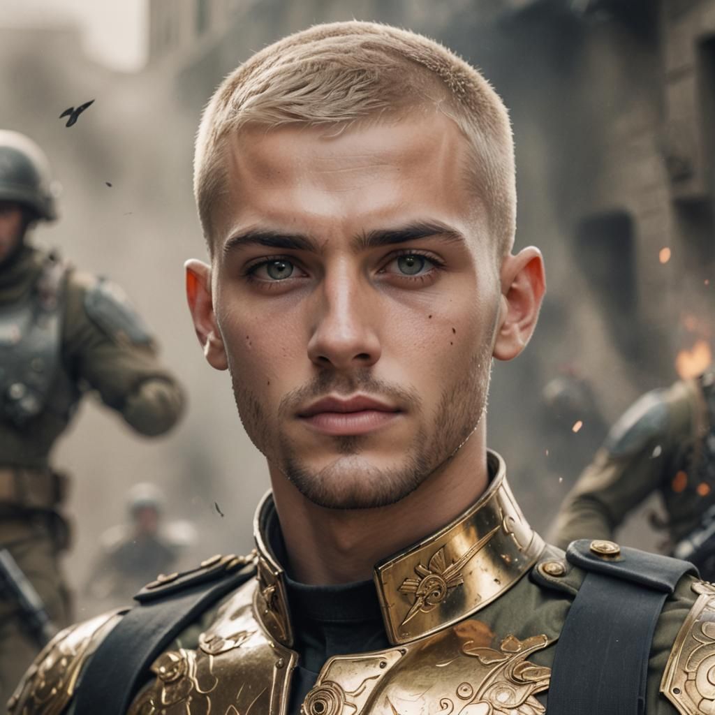 Handsome blue eyed soldier man - AI Generated Artwork - NightCafe Creator