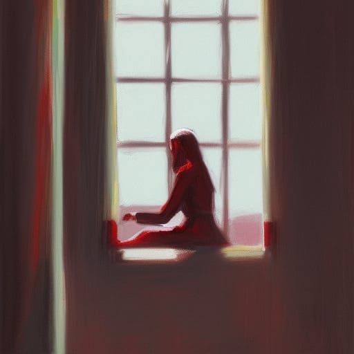 A Woman sits by the windowsill