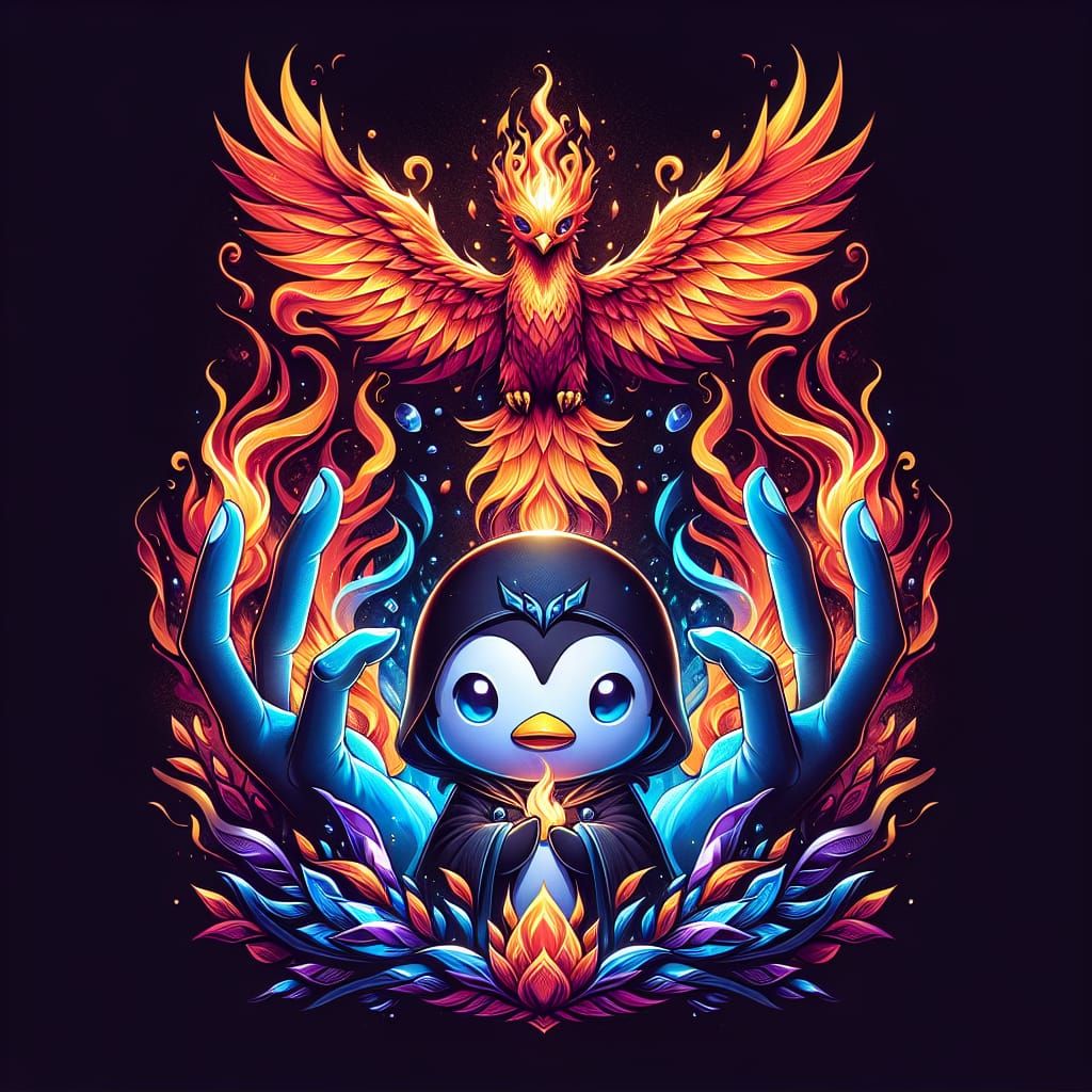 Chibi Penguin and Phoenix