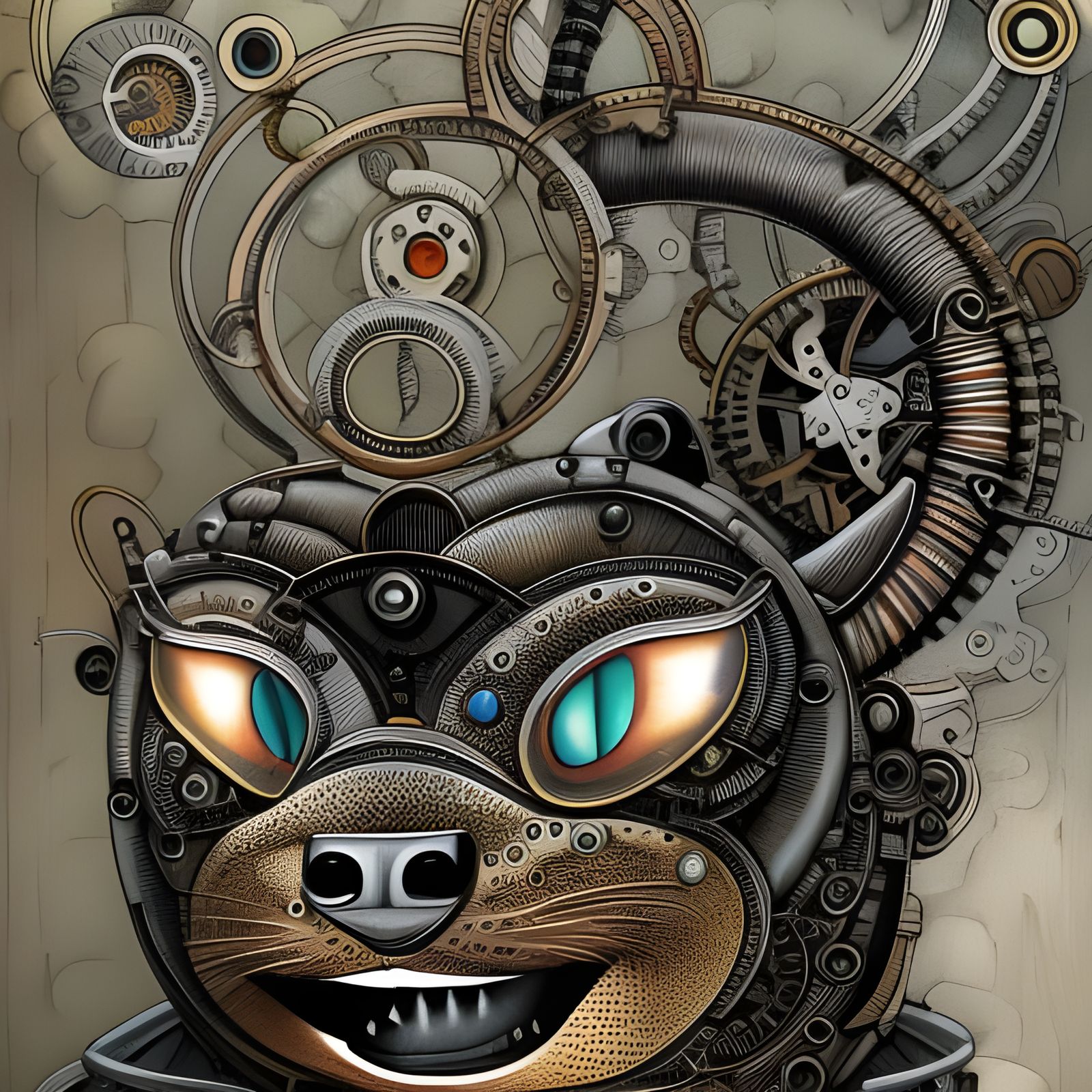 steampunk mechanical otter