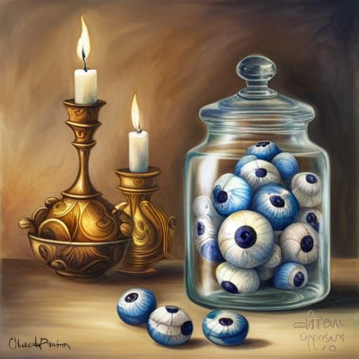 jar holding mixed eyeballs