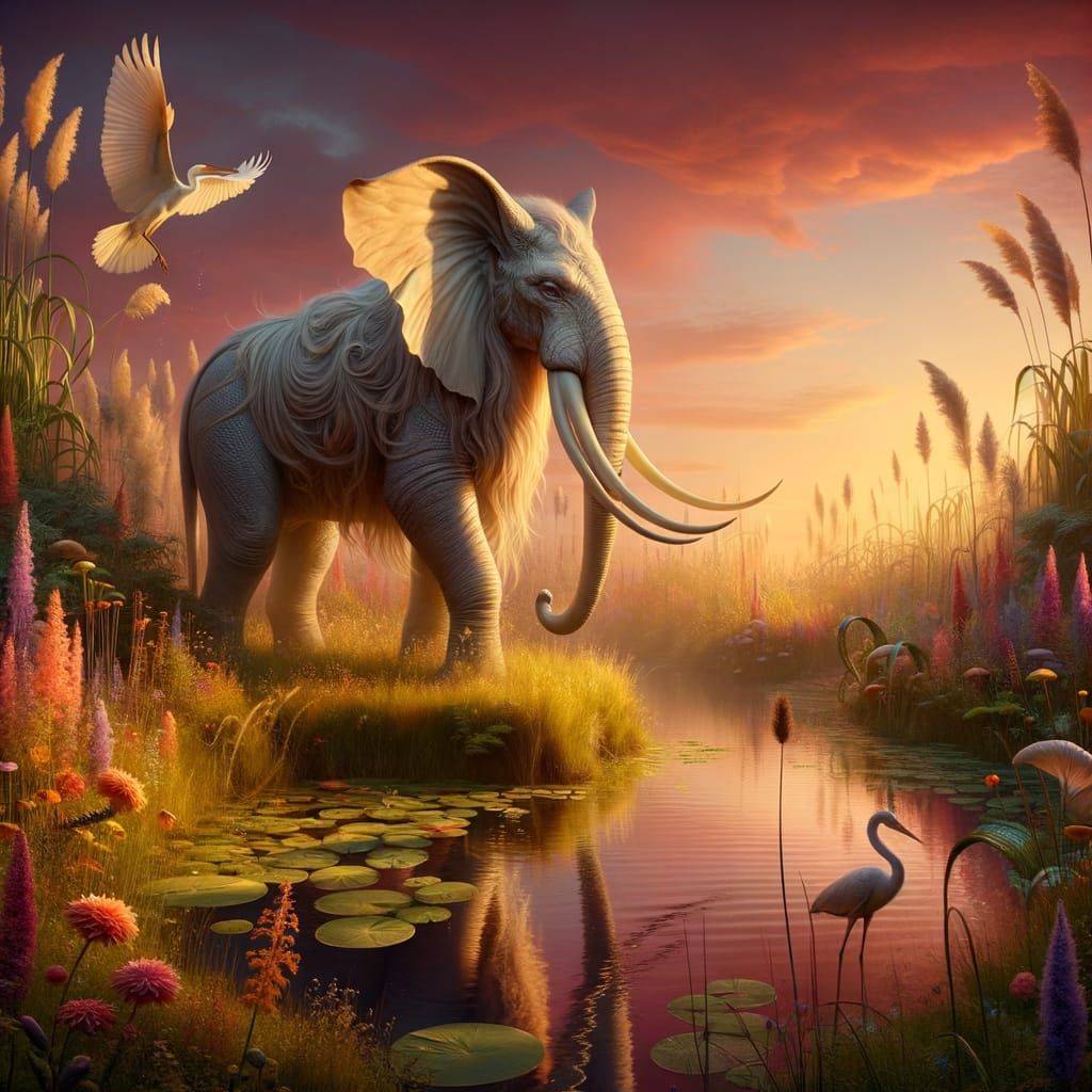 Ole Three tusk visiting his favorite waterhole