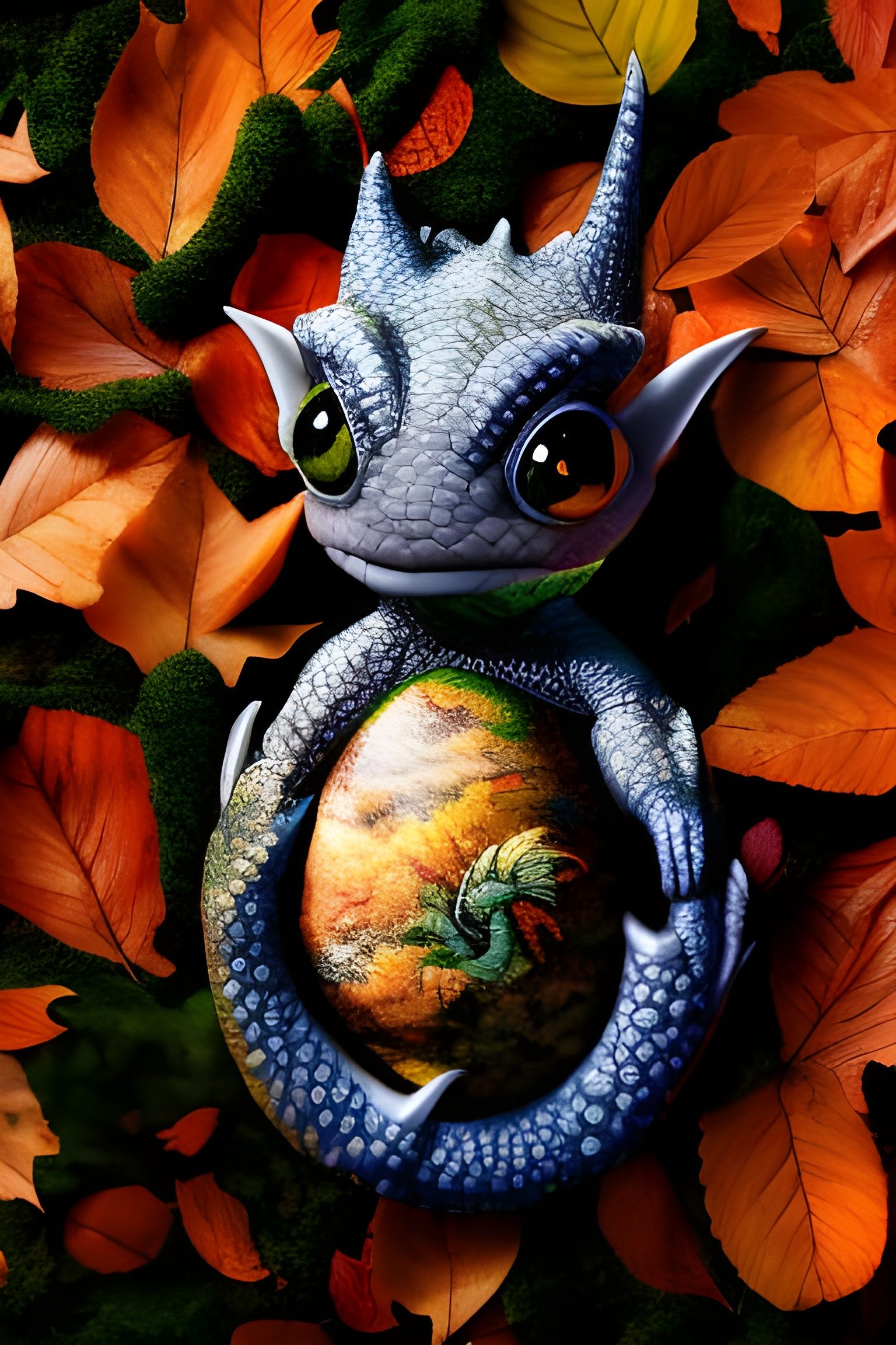 Baby dragon with a golden belly false